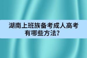 湖南上班族備考成人高考有哪些方法？