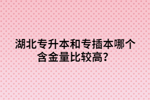 湖北專升本和專插本哪個含金量比較高？