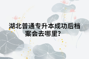 湖北普通專升本成功后檔案會(huì)去哪里？