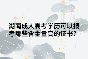 湖南成人高考學(xué)歷可以報考哪些含金量高的證書？