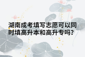 湖南成考填寫志愿可以同時(shí)填高升本和高升專嗎