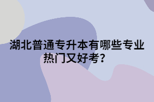 湖北普通專升本有哪些專業(yè)熱門又好考？