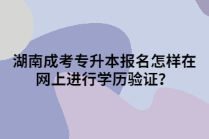 湖南成考專升本報(bào)名怎樣在網(wǎng)上進(jìn)行學(xué)歷驗(yàn)證？