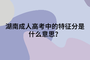 湖南成人高考中的特征分是什么意思？