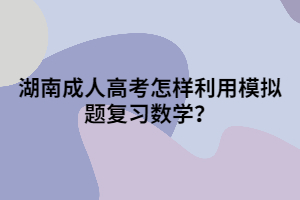 湖南成人高考怎樣利用模擬題復習數(shù)學？