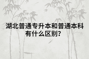 湖北普通專升本和普通本科有什么區(qū)別？