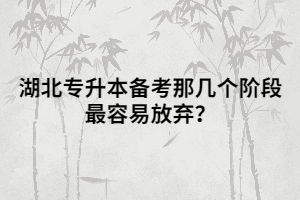 湖北專升本備考那幾個階段最容易放棄？