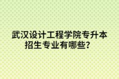 武漢設(shè)計(jì)工程學(xué)院?？梢詧?bào)考哪些專升本專業(yè)？