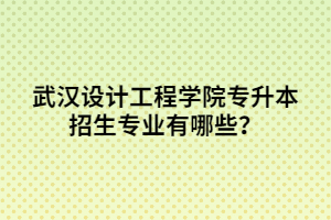 武漢設(shè)計(jì)工程學(xué)院專升本招生專業(yè)有哪些？