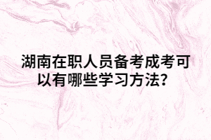 湖南在職人員備考成考可以有哪些學習方法？