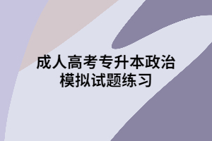 成人高考專升本政治模擬試題練習