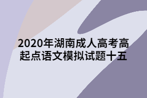 2020年湖南成人高考高起點(diǎn)語(yǔ)文模擬試題十五