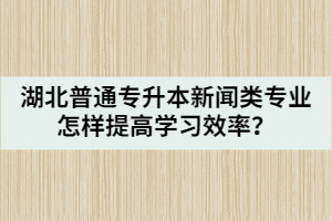 湖北普通專(zhuān)升本新聞?lì)悓?zhuān)業(yè)怎樣提高學(xué)習(xí)效率？