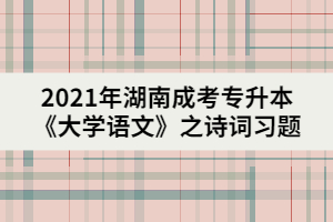 2021年湖南成考專升本《大學(xué)語文》之詩詞習(xí)題一