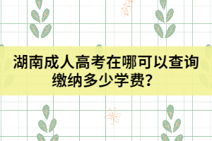 湖南成人高考在哪可以查詢繳納多少學(xué)費？