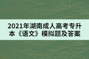 2021年湖南成人高考專升本《語文》模擬題及答案（二）