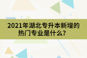 2021年湖北專(zhuān)升本新增的熱門(mén)專(zhuān)業(yè)是什么？