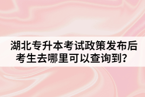 湖北專升本考試政策發(fā)布后考生去哪里可以查詢到？