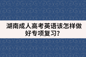 湖南成人高考英語(yǔ)該怎樣做好專項(xiàng)復(fù)習(xí)？