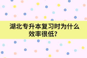 湖北專升本復(fù)習(xí)時(shí)為什么效率很低？