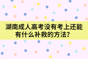 湖南成人高考沒有考上還能有什么補救的方法？