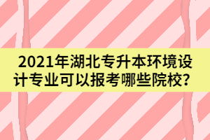 2021年湖北專升本環(huán)境設(shè)計專業(yè)可以報考哪些院校？