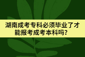 湖南成考?？票仨毊厴I(yè)了才能報考成考本科嗎？