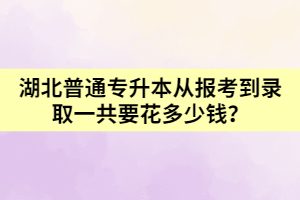 湖北普通專升本從報考到錄取一共要花多少錢呢？