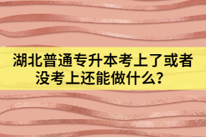 湖北普通專(zhuān)升本考上了或者沒(méi)考上還能做什么？