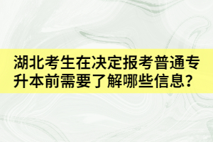 湖北考生在決定報考普通專升本前需要了解哪些資訊？