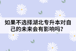 如果不選擇湖北專升本對自己的未來會(huì)有影響嗎？
