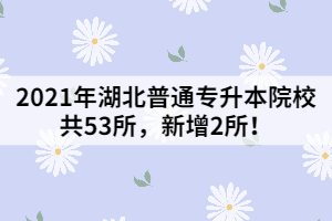 2021年湖北普通專升本院校共53所，新增2所！