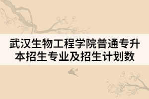 2021年武漢生物工程學(xué)院普通專升本招生專業(yè)及招生計(jì)劃數(shù)