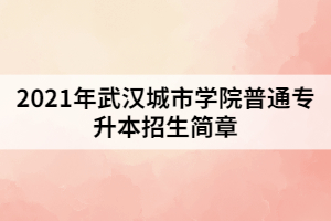 2021年武漢城市學(xué)院普通專(zhuān)升本招生簡(jiǎn)章