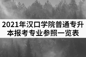 2021年漢口學(xué)院普通專升本專本科報(bào)考專業(yè)參照一覽表