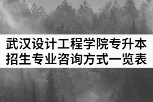 2021年武漢設計工程學院普通專升本各招生專業(yè)咨詢方式一覽表