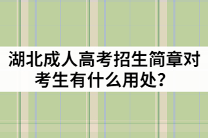 2021年湖北成人高考招生簡章對考生有什么用處？