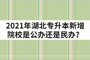 2021年湖北專升本新增院校是那兩所？是公辦還是民辦？