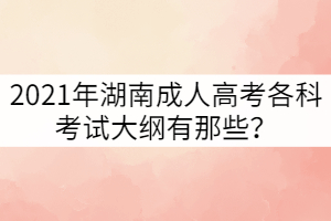 2021年湖南成人高考各科考試大綱有那些？