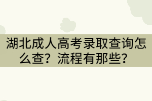 湖北成人高考錄取查詢怎么查？流程有那些？