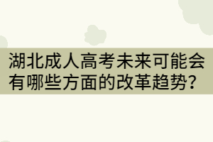 湖北成人高考未來可能會有哪些方面的改革趨勢？