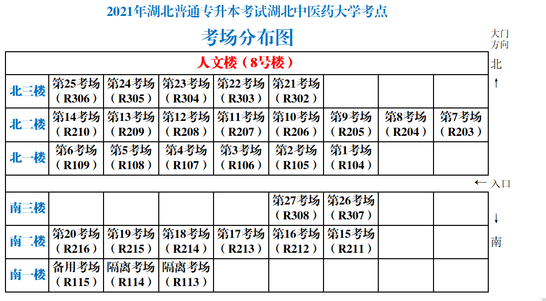 圖3  考點樓棟（人文樓/8號樓）考場分布圖