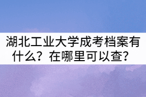 湖北工業(yè)大學(xué)成考檔案有什么？在哪里可以查？