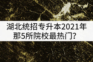 湖北統(tǒng)招專升本2021年那5所院校最熱門？