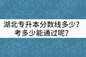 湖北專升本分?jǐn)?shù)線多少？考多少能通過呢？