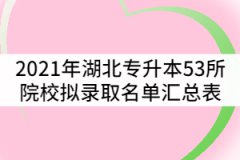 2021年湖北普通專(zhuān)升本53所招生院校擬錄取名單匯總表