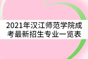 2021年漢江師范學(xué)院成考最新招生專業(yè)一覽表