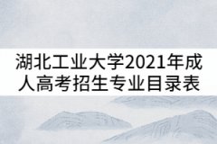 湖北工業(yè)大學2021年成人高考招生專業(yè)目錄表