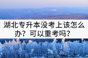 湖北專升本沒考上該怎么辦？可以重考嗎？