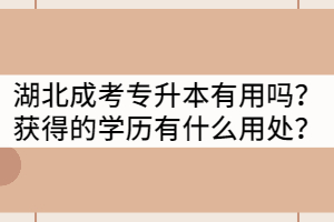 湖北成考專升本沒有用嗎？獲得的學(xué)歷有什么用處？